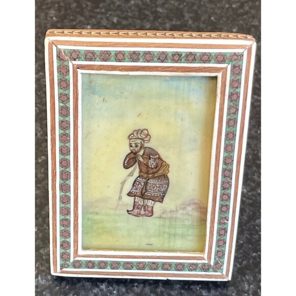 Handmade Painting Micro Mosaic Indo Persian Moorish Art Inlaid Wood Marquetry - Picture 1 of 6